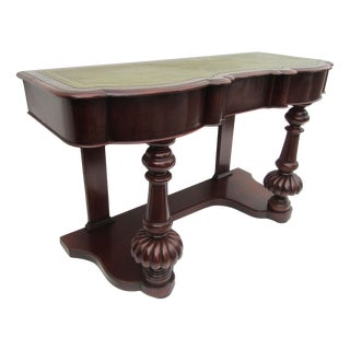 Mahogany Console Table with Leather Inlay Top and Drawer, 1870s For Sale