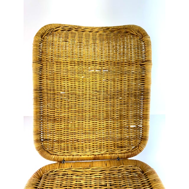 Vintage Folding Rattan Lounge Chair, Low Profile Wicker Reclining Chair For Sale - Image 4 of 12