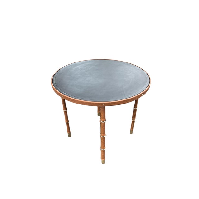 Stitched Leather Side Table by Jacques Adnet, 1950s For Sale - Image 9 of 9