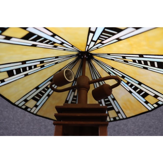 Arts & Crafts Style Slag Glass Table Lamp For Sale - Image 4 of 9