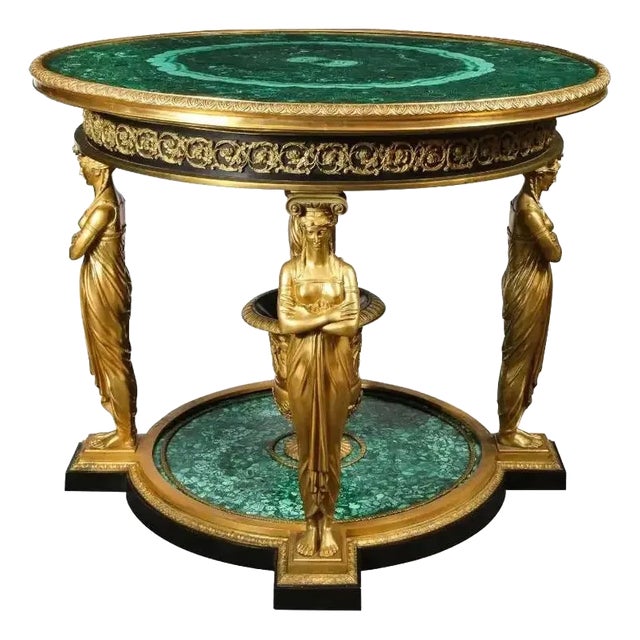 Empire Style Malachite and Ormolu Center Table After Desmalter For Sale