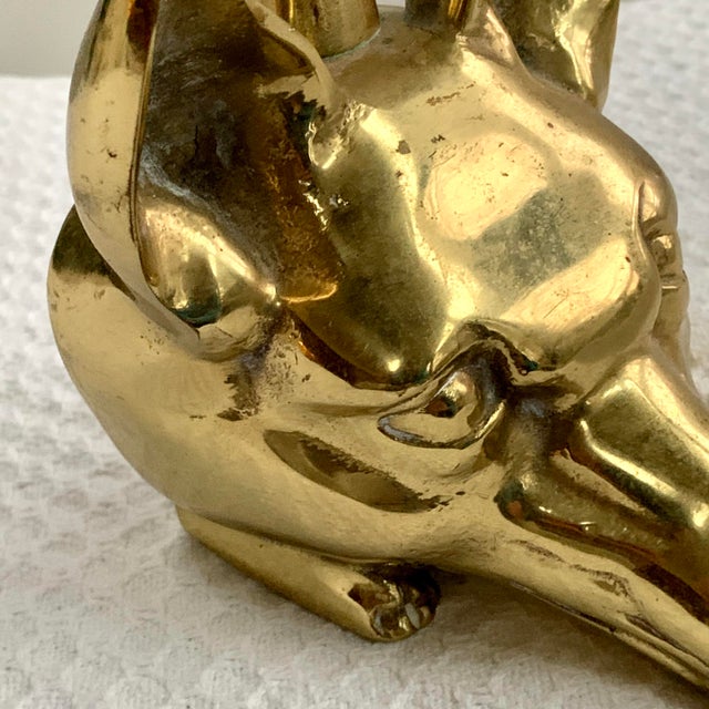 1960s Virginia Metalcrafters Brass Fox & Whip Door Stop For Sale - Image 5 of 10