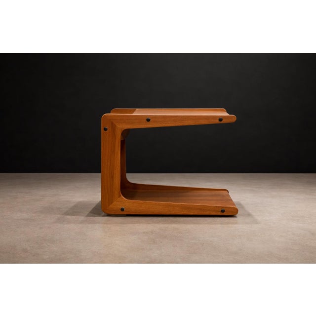 Brown Geraldo De Barros for Hobjeto Bar Cart / Side Table in Brazilian Hardwood, Brazil, 1970s For Sale - Image 8 of 12