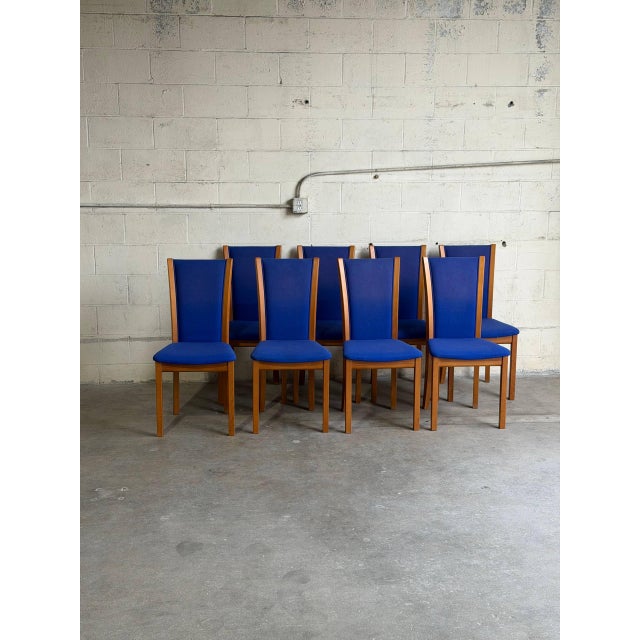 Mid 20th Century Set of 8 Danish Modern Skovby Teak Dining Chairs in Blue Upholstery For Sale - Image 4 of 10