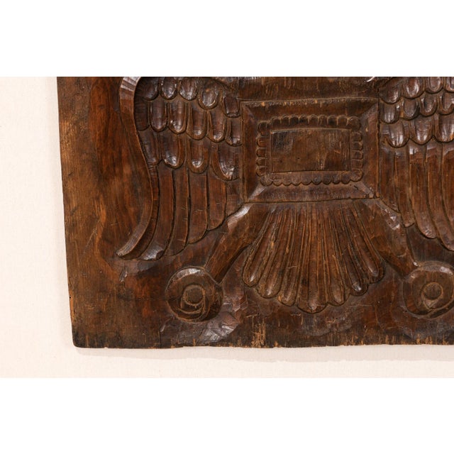 Wood Carved Wall Plaque with Bird For Sale - Image 4 of 8