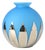 Spherical Blue Frosted Glass Vase with Silver Mirror Decoration, 1940s For Sale