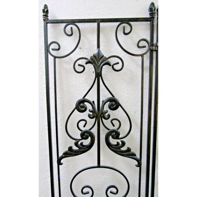 Vintage Regency Black Wrought Iron 3 Panel Room Divider For Sale - Image 4 of 15