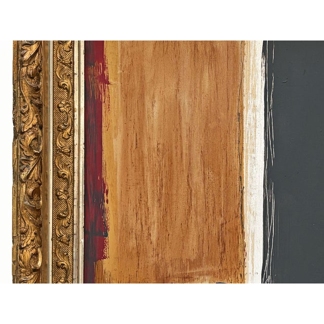 Paint “Romantic” Black Abstract Art in Antique Frame, Transitional Living Room Art by JTS For Sale - Image 7 of 12