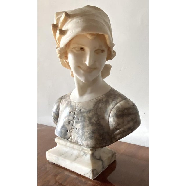 Italian Artist, Large Bust of a Girl, 20th Century, Marble For Sale - Image 9 of 9