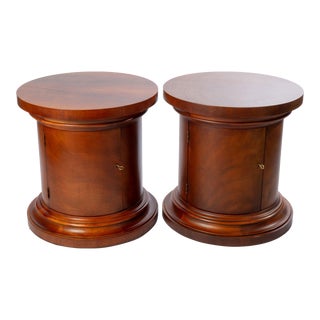 Pair of Ralph Lauren Polo Mahogany Drum Tables For Sale