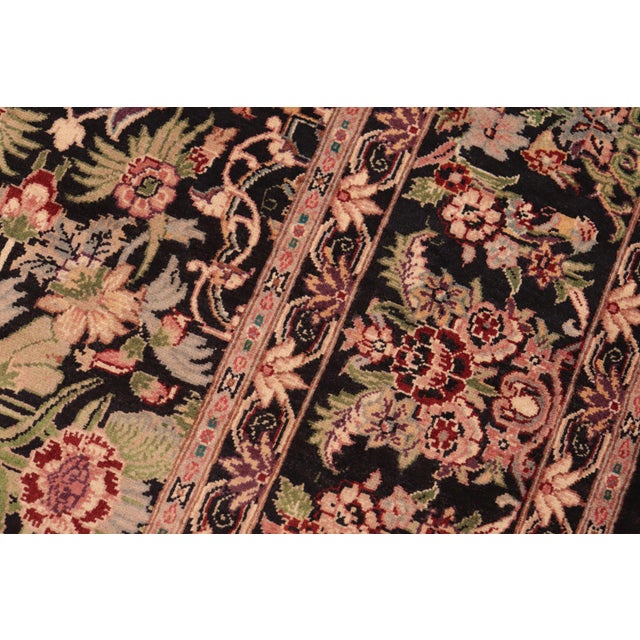 1990s Intricate Floral Pak-Persian Black/Red Wool Rug - 6'1'' X 9'4'' For Sale - Image 5 of 9