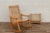 Mid-Century Modern Yugoslavian Woven Rocking Chair & Folding Ottoman | Circa 1960s For Sale - Image 4 of 18