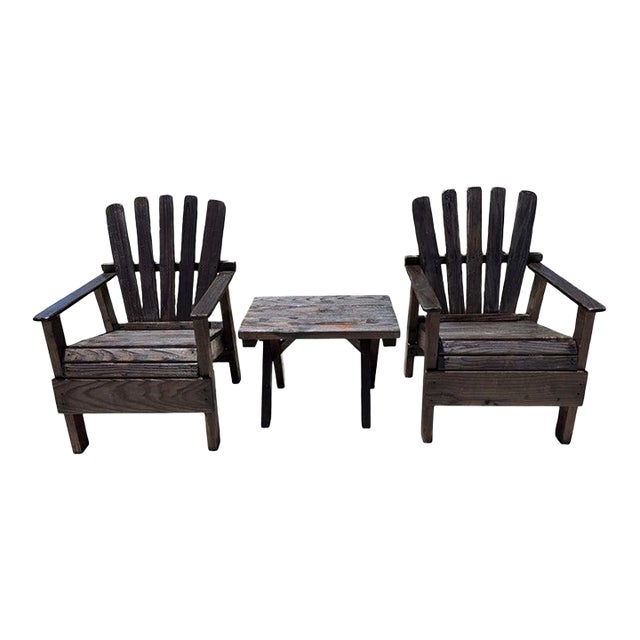 1940s Adirondack Chairs & Table -Three Piece Set For Sale