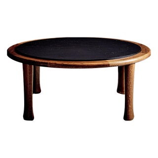 Oak Table with Slate Top and Tapered Legs, France, 1970s For Sale