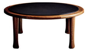 Oak Table with Slate Top and Tapered Legs, France, 1970s
