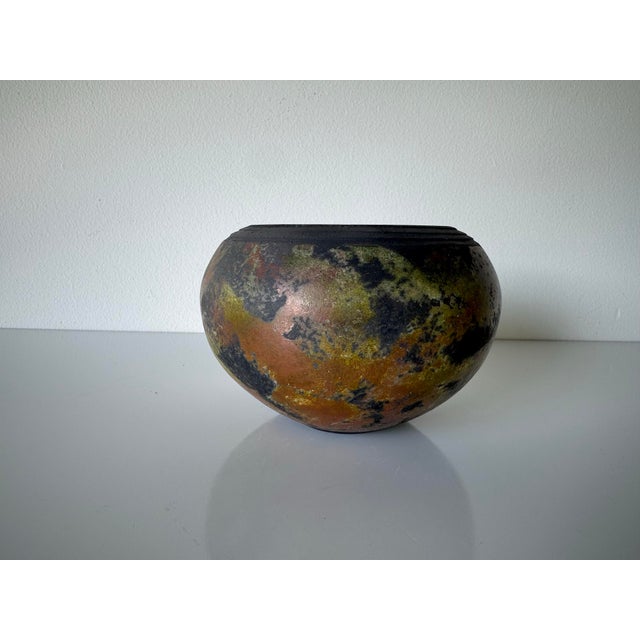 Vintage Handmade Raku Studio Pottery Vase - Signed For Sale - Image 4 of 8