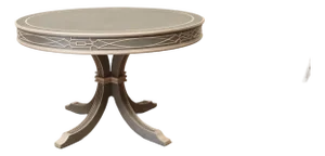 48" Round Blue and Light Gray Center Table With Fret Apron by Theodore Alexander Morning Center Table Ta55007