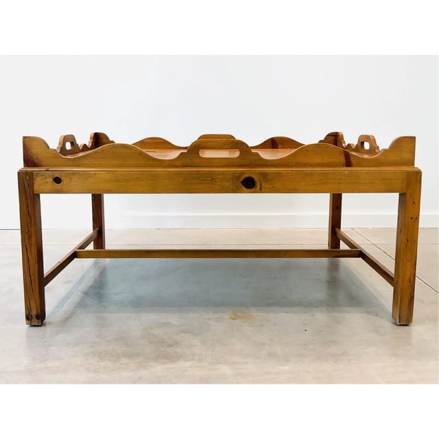 A vintage Ralph Lauren distressed pine large tray top coffee table. Product Information: Materials: Pine Dimensions: 52” W...