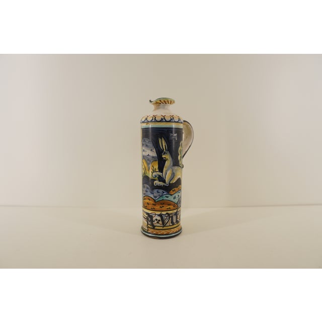 Cream Hand-Painted Castelli Majolica Ewer For Sale - Image 8 of 15