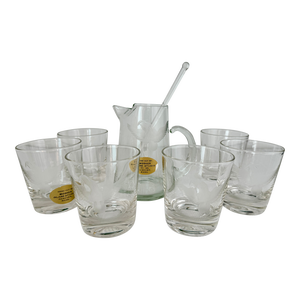 1960s Cocktail Set With Etched Eagle- 8 Pieces