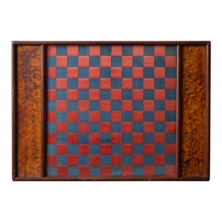 American Folk Art Silk Woven Birdseye Maple Chess & Checkers Board, c.1880 For Sale