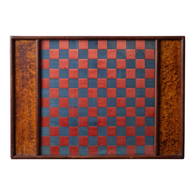 American Folk Art Silk Woven Birdseye Maple Chess & Checkers Board, c.1880 For Sale