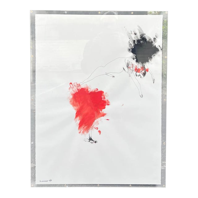 Original Hafftka Expressionist Painting and Ink on Paper For Sale