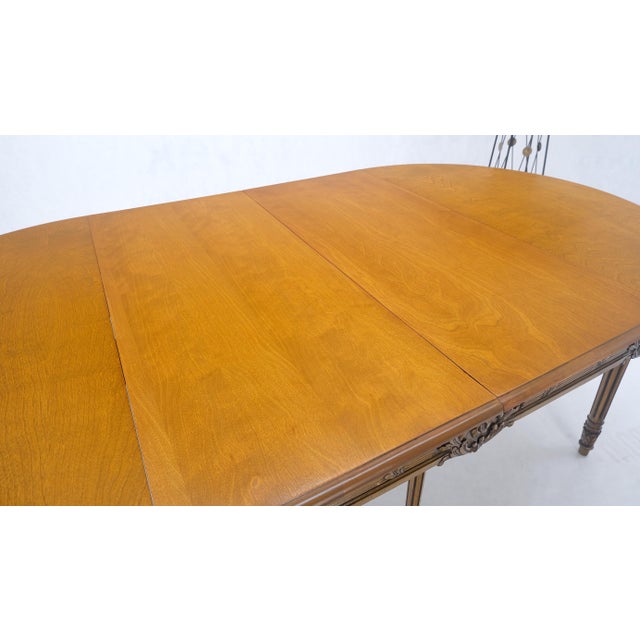 Round Racetrack with Two Large Leaves Carved Olive Finish Dining Table For Sale - Image 11 of 12