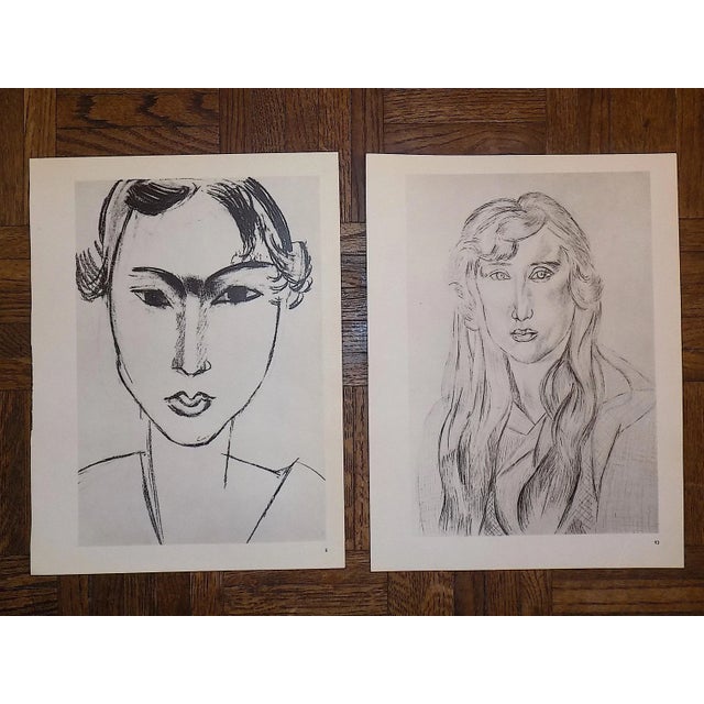 Henri Matisse Vintage Mid 20th C. Modernist Lithographs-Henri Matisse-Female Portraits-A Pair For Sale - Image 4 of 4