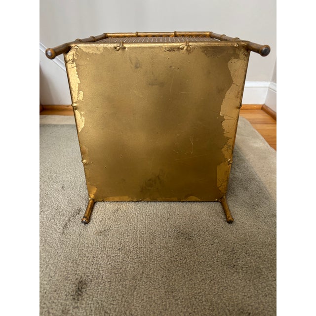 Faux Bamboo and Gilt Metal Waste Can For Sale - Image 10 of 11