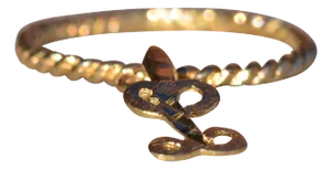 The Hemstock: Ladies 14K Diamond Cut L Dangler Ring