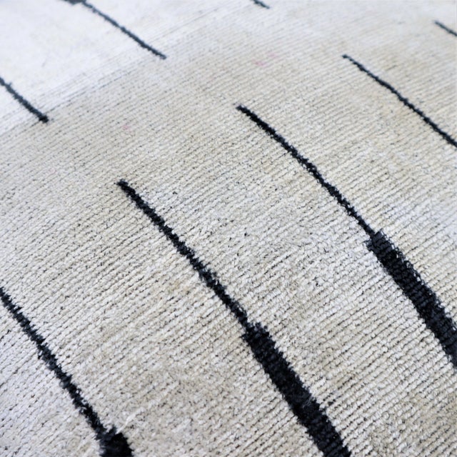 Contemporary Black and White Handmade Velvet Pillow and Down Feather Insert For Sale - Image 4 of 8