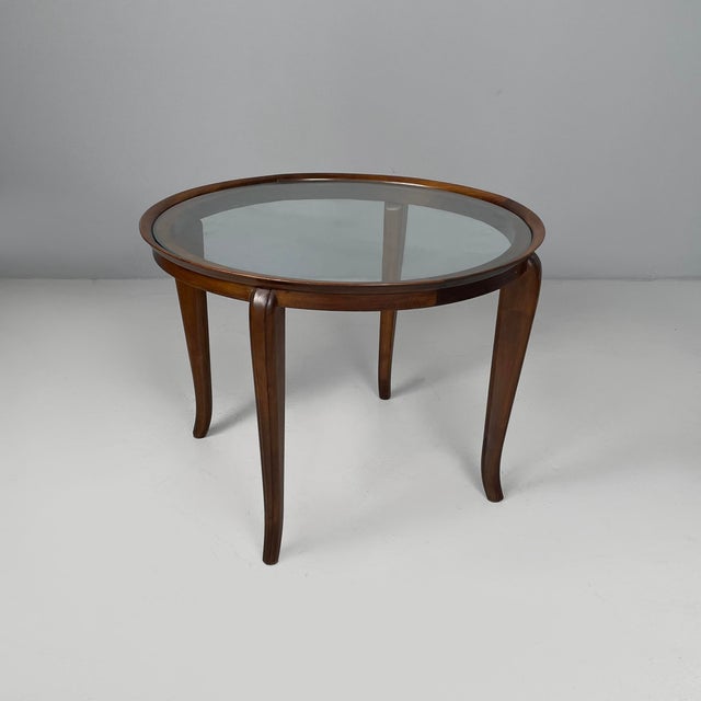 Art Deco Italian Round Coffee Table in Wood and Glass, 1930s For Sale - Image 14 of 14