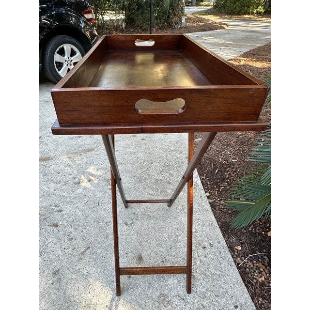 Antique Butler's Serving Tray on Stand, English Country House, Folding, Georgian Style For Sale In Savannah - Image 6 of 12