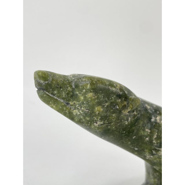 Ashevak Adla, Figure of a Polar Bear, 1990s, Serpentine Stone For Sale - Image 4 of 12
