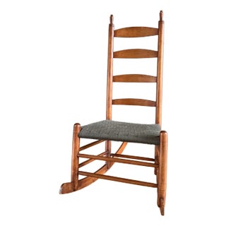 Antique Shaker Ladder Back Rocking Chair For Sale