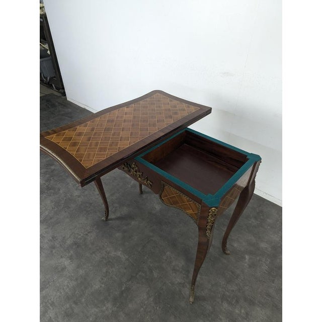 Louis XV Style Marquetry and Gilt Bronze Gaming Table For Sale - Image 9 of 10