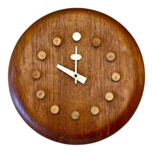 Mid-Century Modern Danish Wall Clock by Fritz Hansen, George Nelson, Teak, 1957