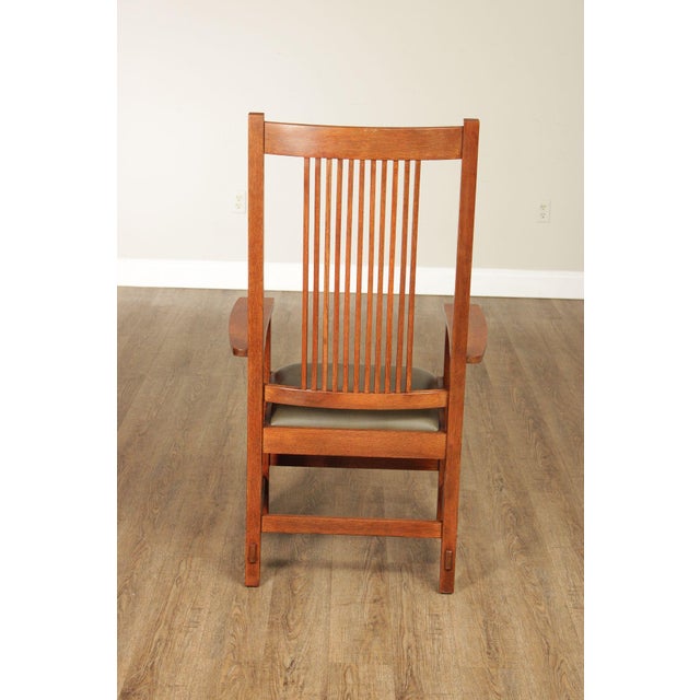 Stickley Mission Collection Pair of Oak Spindle Armchairs For Sale - Image 16 of 18
