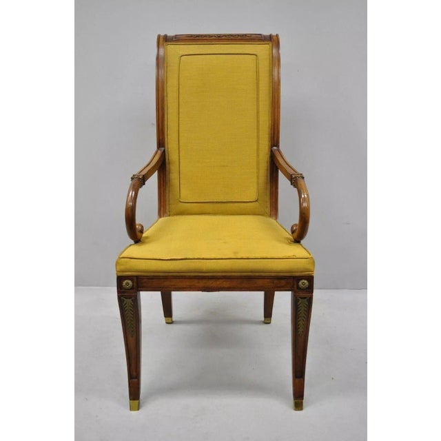 Traditional Mid 20th Century Karges French Regency Style Klismos Saber Leg Walnut Dining Chair - Set of 6 For Sale - Image 3 of 11