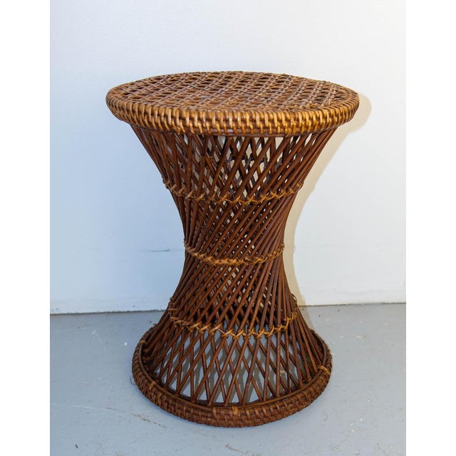 French Wicker Diabolo Stool in Wicker, 1970 For Sale - Image 3 of 10