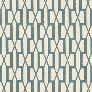 Schumacher X Veere Grenney Belvedere Fabric in Peacock Blue For Sale