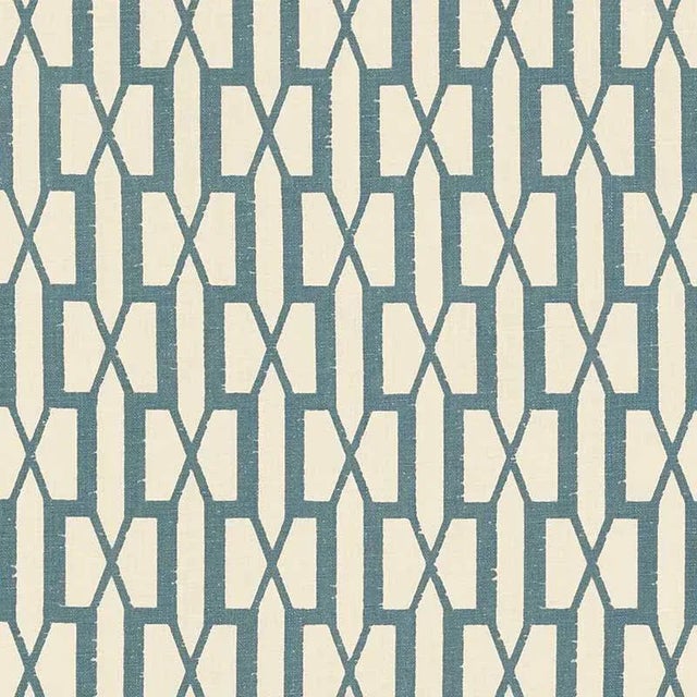 Schumacher X Veere Grenney Belvedere Fabric in Peacock Blue For Sale