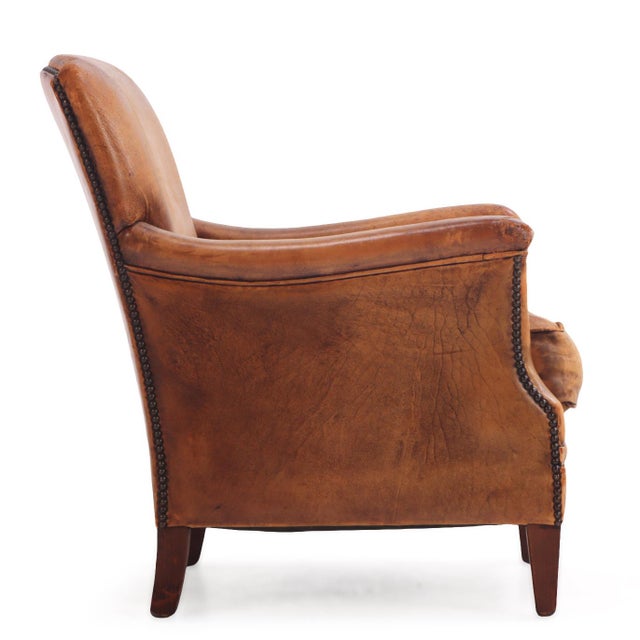 Art Deco 1960s Dutch Art Deco Style Leather Club Chair. For Sale - Image 3 of 8