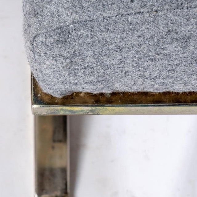 Blue Mid-Century Chrome X-Base Bench For Sale - Image 8 of 15