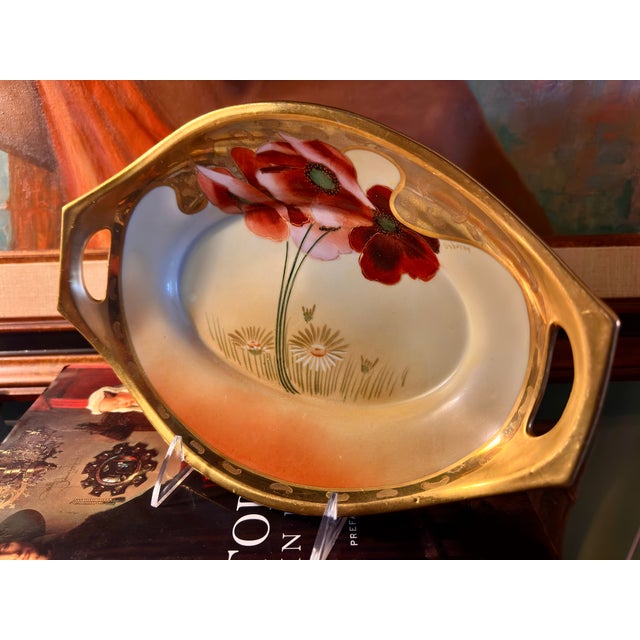 1910s Chicago Osborne Art Studio Hand-Painted Art Nouveau Poppy Porcelain Tray – Signed Osborne For Sale - Image 17 of 18