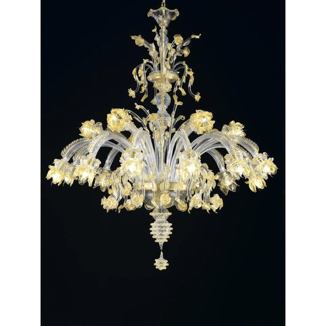 Contemporary Huge Italian Chandelier with Flowers and Leaves Murano Glass For Sale - Image 3 of 9