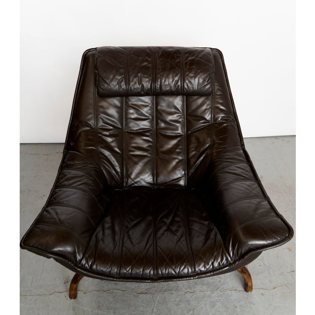 Set of Bamboo and Leather Lounge Chair and Ottoman, 1970s For Sale - Image 16 of 18