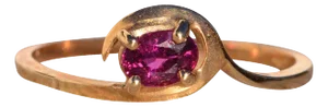 Nueve Calle: Oval Natural Ruby Set East to West Inside Yellow Gold Wave