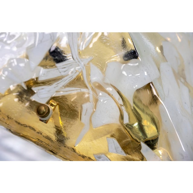 1980s Italian Murano Glass and Brass Wall Light Sconces, 1980s, Set of 2 For Sale - Image 5 of 6